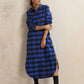 trueBrowns Blue Check Winter Shirt Dress | Swadesiicart