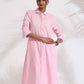 trueBrowns Pink Cotton Embroidered Kurta Set | Swadesiicart