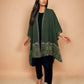 trueBrowns Green Woollen Kaftan Cape | Swadesiicart