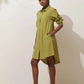 trueBrowns Pear Green Cotton Linen Dress | Swadesiicart