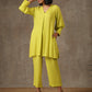 trueBrowns The Penelope - Lime Green Solid Textured Co-Ord Set - Swadesiicart