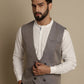 Even Apparels Men's Grey Double Breast Waistcoat | Swadesiicart