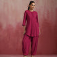 trueBrowns Magenta Cotton Kurta Co-ord set - Swadesiicart