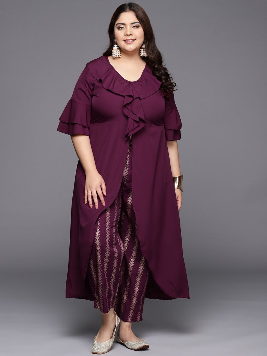 Ahalyaa Women Plus Size Tunic with Trousers | Swadesiicart