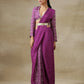 trueBrowns Purple Bandhani Printed Silk Ready to Wear Saree with Belt | Swadesiicart