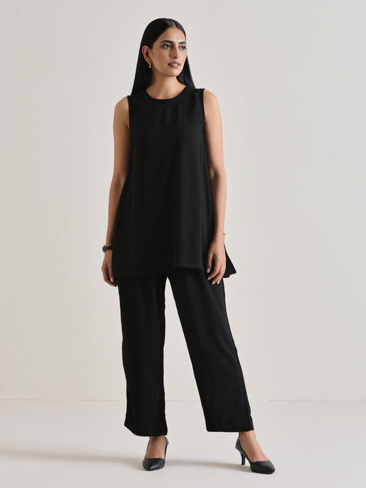 trueBrowns Black Sleeveless Co-Ord Set - Swadesiicart