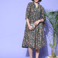 InWeave Women's Green Jaal Print Dress - Swadesiicart