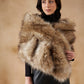 InWeave Women's Winter Beige Faux Fur Cape - Swadesiicart