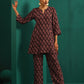 trueBrowns Black Diamond Muslin Silk Printed Relaxed Co-ord Set - Swadesiicart