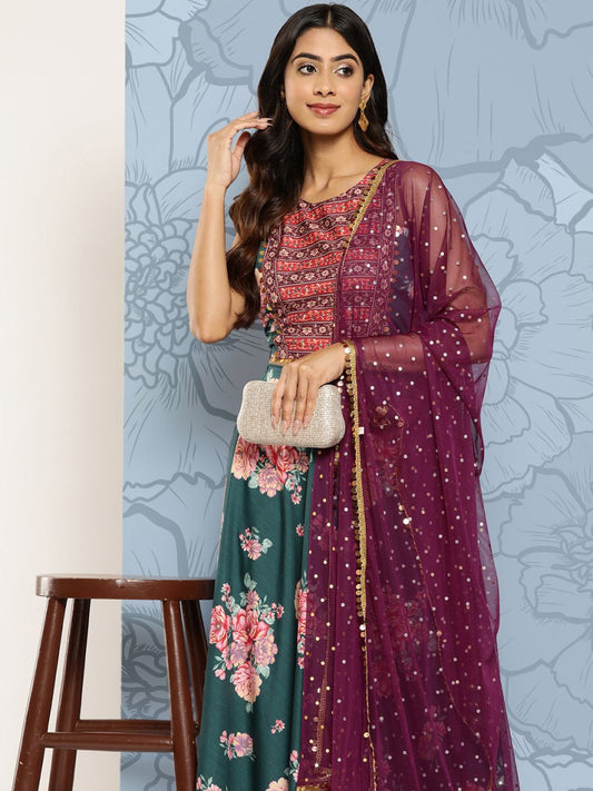 Ahalyaa Printed Sequinned Ready to Wear Lehenga & Blouse With Dupatta | Swadesiicart