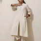 trueBrowns Off-White Cotton Linen Kurta Pant Set | Swadesiicart