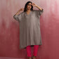 trueBrowns Grey Modal Kimono Kurta Set | Swadesiicart