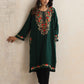 trueBrowns Green Kashmiri Floral Embroidered Woollen Phiran Kurta | Swadesiicart