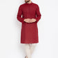 Even Apparels Maroon Pure Cotton Kurta With Band Collar | Swadesiicart