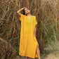 trueBrowns Mustard Cotton Dobby Oversized Dress | Swadesiicart