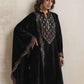 trueBrowns Black Velvet Geometric Embroidered Kurta Pant Dupatta Set | Swadesiicart