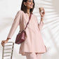 trueBrowns Light Pink Slub Co-ord Set - Swadesiicart