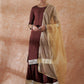 InWeave Women's Brown Gota Work Anarkali Kurta Set W Dupatta - Swadesiicart