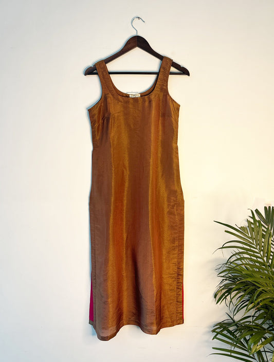 trueBrowns Bronze Tissue Kurta | Swadesiicart