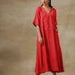 trueBrowns Red Bandhani Printed Silk Long Kurta Pant Set | Swadesiicart