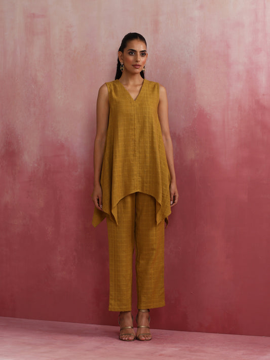 trueBrowns Mustard Cotton Dobby Co-ord set - Swadesiicart