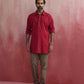 trueBrowns Men's Maroon Cotton Shirt Collar Stylized Kurta | Swadesiicart