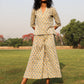 trueBrowns Light Sage Cotton Block Print Lapel Shirt Co-Ord Set - Swadesiicart