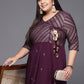 Ahalyaa Plus Size V-neck Maxi Ethnic Dress | Swadesiicart