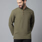 Indian Clothing Even Apparels Green Pure Cotton Kurta With Band Collar | Swadesiicart