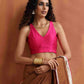 trueBrowns Pink Silk Sleeveless Blouse | Swadesiicart