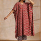 trueBrowns Rust Red Bagru Floral Print Cotton Panel Kaftan Kurta Pant Set | Swadesiicart