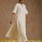 trueBrowns Ivory Gold Cotton Relaxed High-Low Kurta Set | Swadesiicart