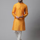 Even Apparels Yellow Check Kurta With Band Collar | Swadesiicart
