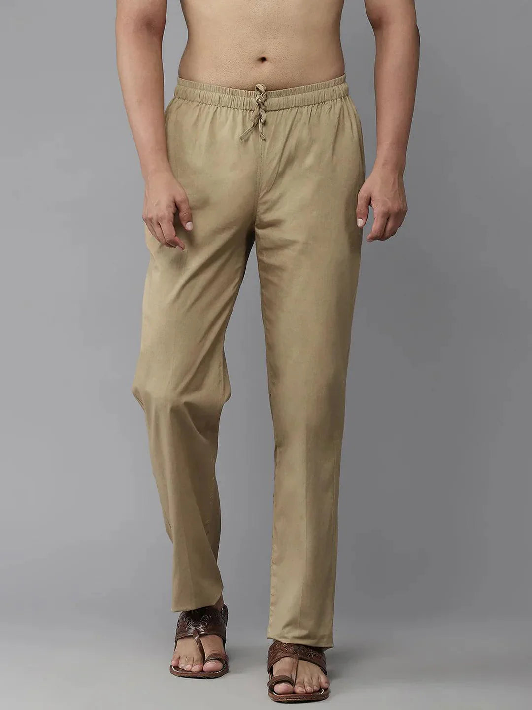Fabmade Men's Khaki Cotton Pyjama | Swadesiicart