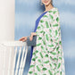 InWeave Women's Ink Blue Strappy Set W White Pink Lotus Cr Duptta - Swadesiicart
