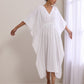 trueBrowns White Dobby Kaftan Dress | Relove | Swadesiicart