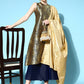 InWeave Women's Blue Banarasi Halter Kurta Set With Golden Dupatta - Swadesiicart