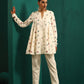 trueBrowns Ivory Multi Color Floral Cotton Flared Co-ord Set - Swadesiicart