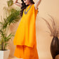 InWeave Women's Tangy Orange Short Kurta Palazzo Set - Swadesiicart