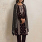 trueBrowns Purple Velvet Embroidered Kurta Pant Dupatta Set | Swadesiicart