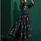 trueBrowns Deep Blue Floral Bunch Muslin Silk Printed V-Neck Waist Gathered Kurta Pant Set | Swadesiicart
