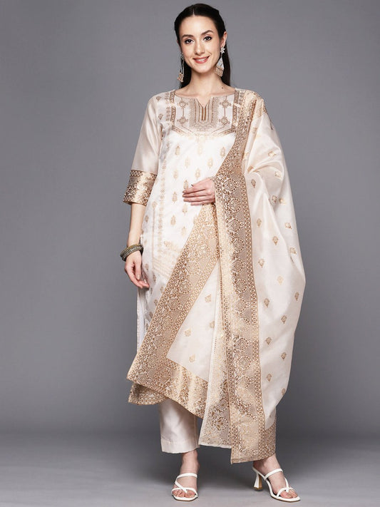 Ahalyaa Woven Design Ethnic Motifs Unstitched Dress Material | Swadesiicart