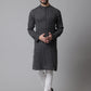 Even Apparels Black Pure Cotton Kurta With Band Collar | Swadesiicart