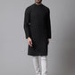Even Apparels Black Pure Cotton Kurta With Band Collar | Swadesiicart