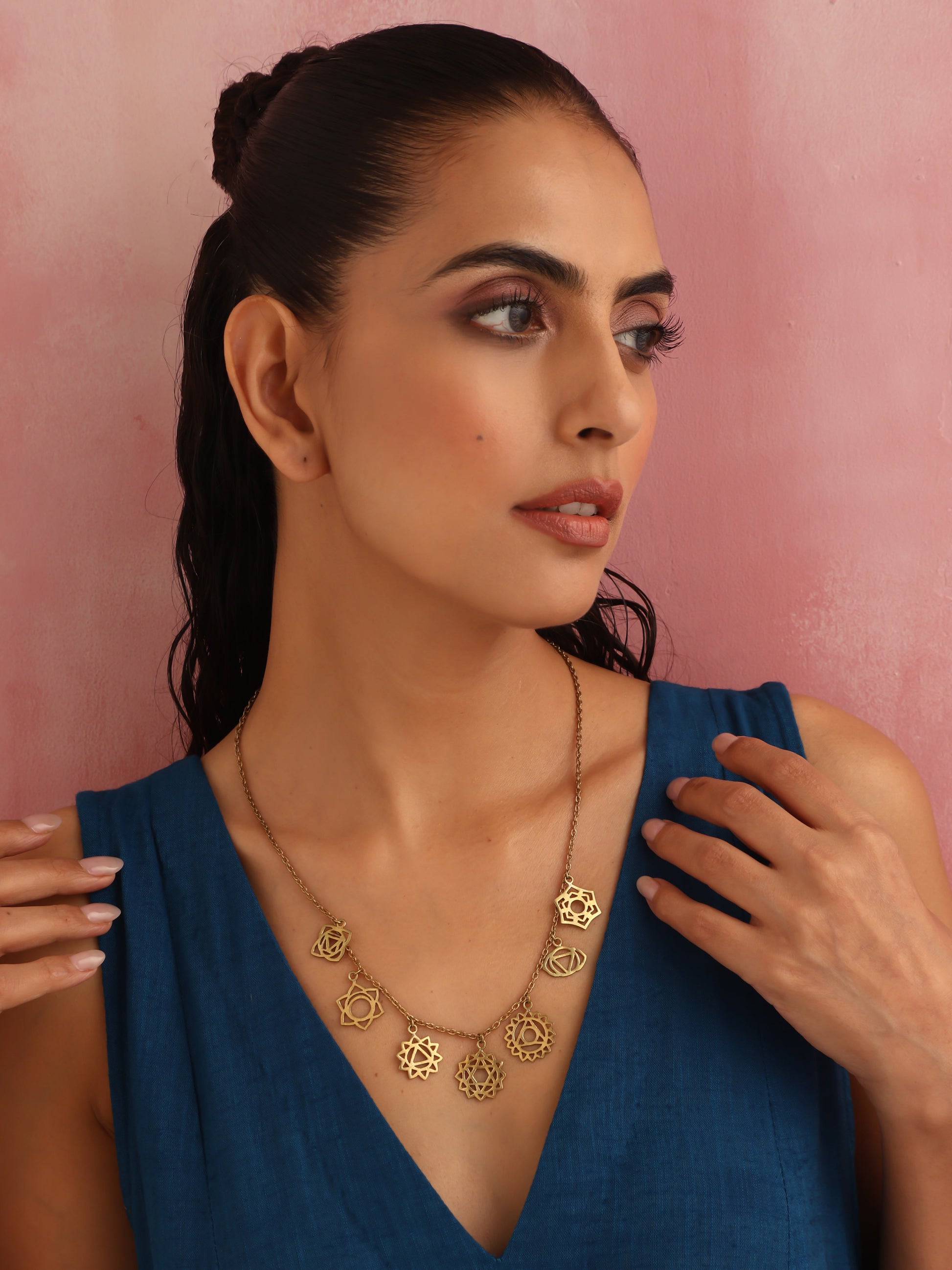 trueBrowns Brass Dangle Necklace | Swadesiicart