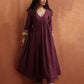 trueBrowns Maroon Flared Anarkali Kurta Set | Swadesiicart