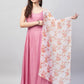 InWeave Women's Light Pink Strappy Set W Cream Orange Print Ge Dupatta - Swadesiicart