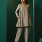 trueBrowns Grey Silk Flared Co-ord Set - Swadesiicart