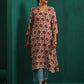 trueBrowns Ivory Red Circle Floral Muslin Silk Printed V-Neck Kurta Pant Set | Swadesiicart
