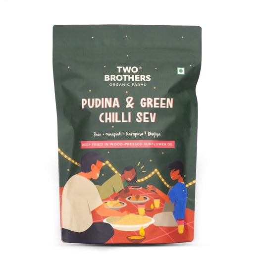 Two Brothers Organic Farms Pudina & Green Chilly Sev - Swadesiicart